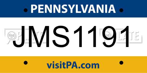 JMS1191 Pennsylvania License Plate