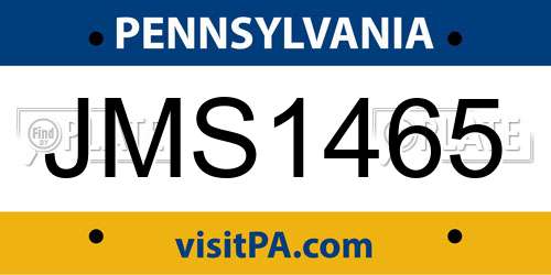 JMS1465 Pennsylvania License Plate