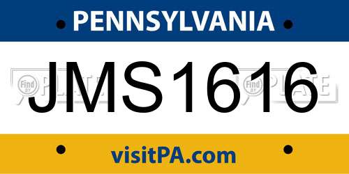 JMS1616 Pennsylvania License Plate