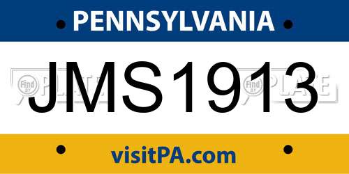 JMS1913 Pennsylvania License Plate