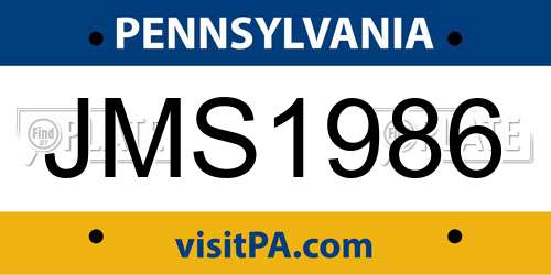 JMS1986 Pennsylvania License Plate