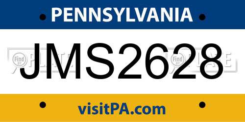 JMS2628 Pennsylvania License Plate