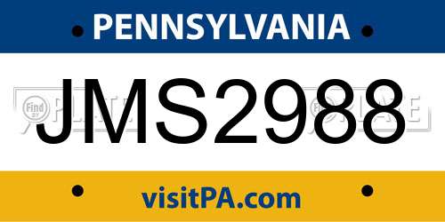 JMS2988 Pennsylvania License Plate