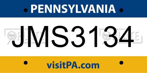 JMS3134 Pennsylvania License Plate
