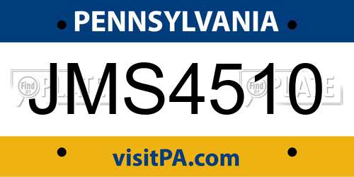 JMS4510 Pennsylvania License Plate