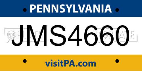 JMS4660 Pennsylvania License Plate