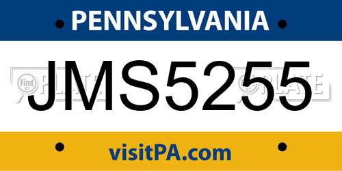 JMS5255 Pennsylvania License Plate