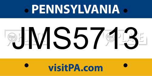 JMS5713 Pennsylvania License Plate
