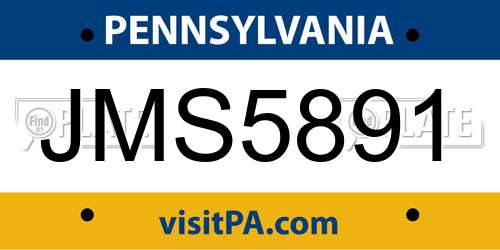 JMS5891 Pennsylvania License Plate