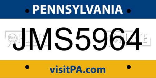 JMS5964 Pennsylvania License Plate