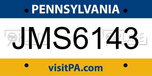 JMS6143 Pennsylvania License Plate