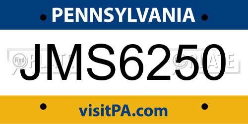 JMS6250 Pennsylvania License Plate