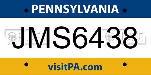 JMS6438 Pennsylvania License Plate