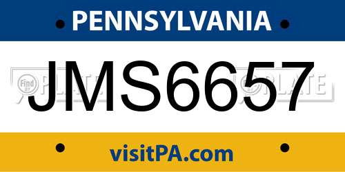 JMS6657 Pennsylvania License Plate