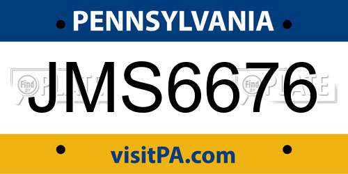 JMS6676 Pennsylvania License Plate