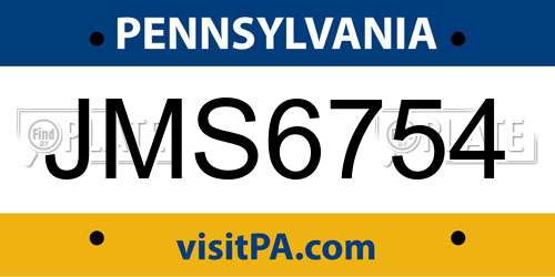 JMS6754 Pennsylvania License Plate