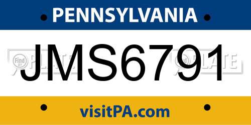 JMS6791 Pennsylvania License Plate