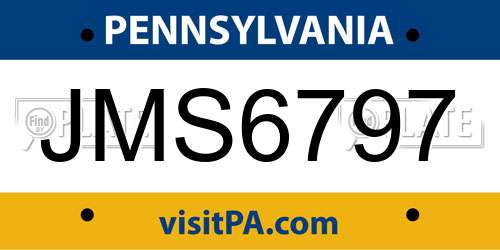 JMS6797 Pennsylvania License Plate