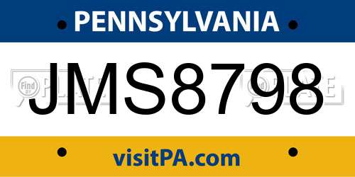 JMS8798 Pennsylvania License Plate