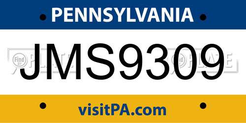 JMS9309 Pennsylvania License Plate