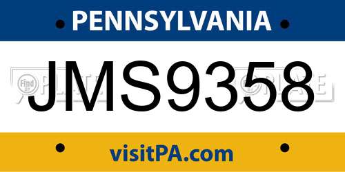 JMS9358 Pennsylvania License Plate