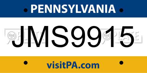 JMS9915 Pennsylvania License Plate