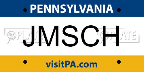 JMSCH Pennsylvania License Plate