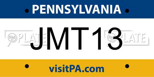JMT13 Pennsylvania License Plate