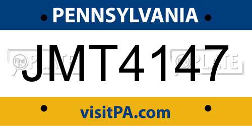 JMT4147 Pennsylvania License Plate