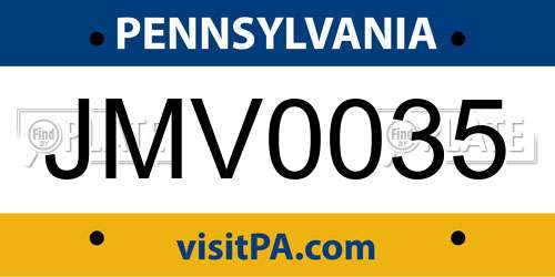 JMV0035 Pennsylvania License Plate