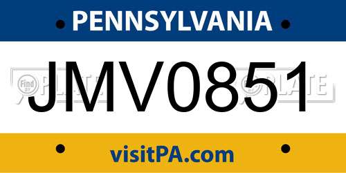 JMV0851 Pennsylvania License Plate