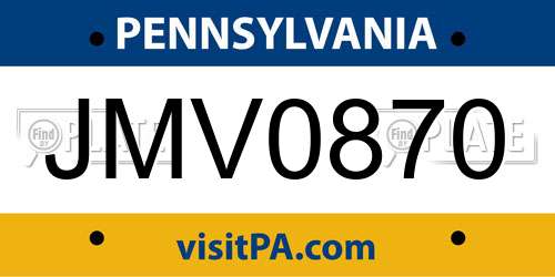 JMV0870 Pennsylvania License Plate