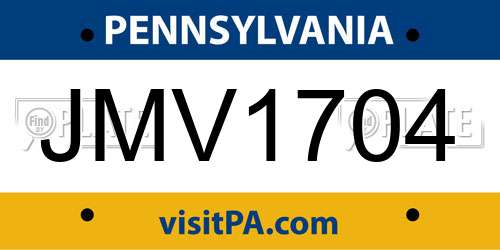 JMV1704 Pennsylvania License Plate