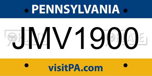JMV1900 Pennsylvania License Plate
