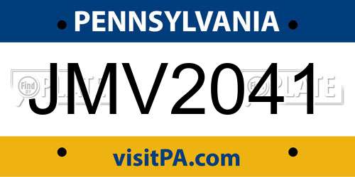 JMV2041 Pennsylvania License Plate