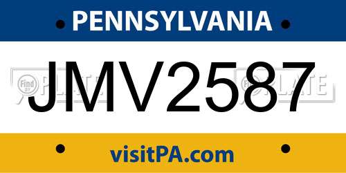 JMV2587 Pennsylvania License Plate