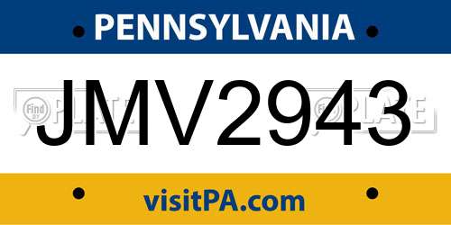 JMV2943 Pennsylvania License Plate