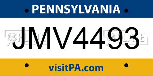 JMV4493 Pennsylvania License Plate