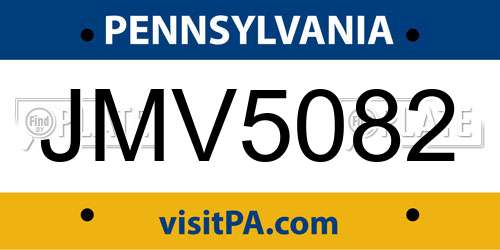 JMV5082 Pennsylvania License Plate