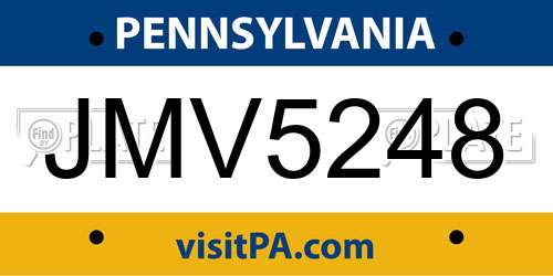 JMV5248 Pennsylvania License Plate