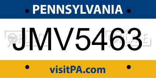 JMV5463 Pennsylvania License Plate