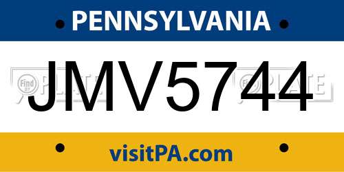 JMV5744 Pennsylvania License Plate