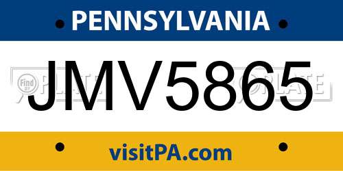 JMV5865 Pennsylvania License Plate
