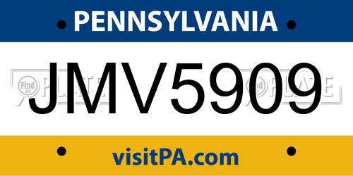 JMV5909 Pennsylvania License Plate