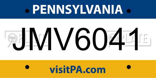 JMV6041 Pennsylvania License Plate