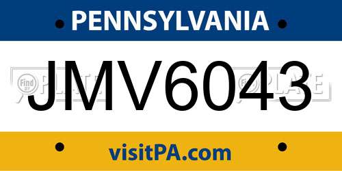 JMV6043 Pennsylvania License Plate