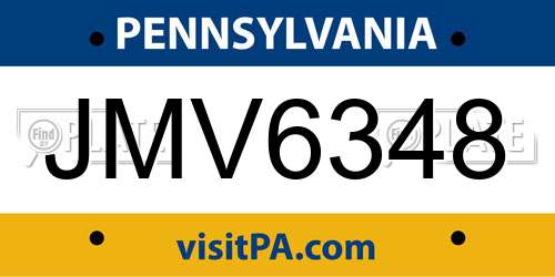 JMV6348 Pennsylvania License Plate