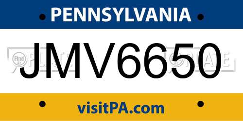 JMV6650 Pennsylvania License Plate
