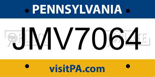 JMV7064 Pennsylvania License Plate