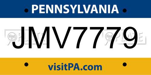 JMV7779 Pennsylvania License Plate
